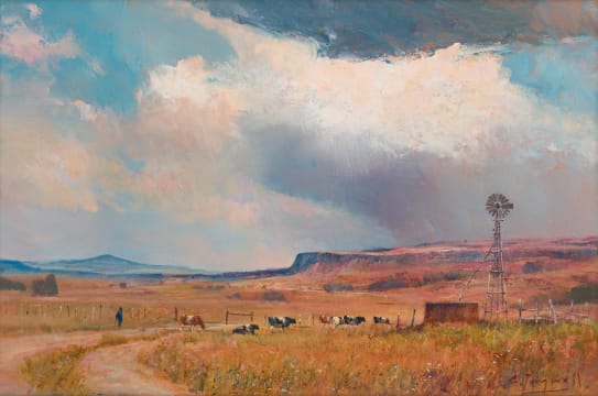 Christopher Tugwell; Farm Landscape with Cattle