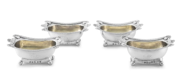 Four George III silver-gilt salts, Thomas Robinson II & S Harding, London, 1811