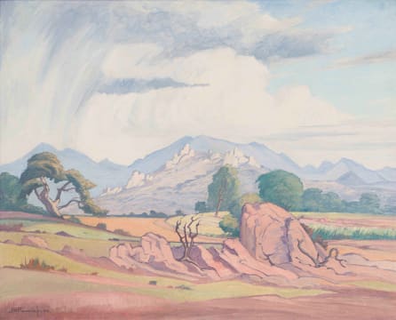 Jacob Hendrik Pierneef; Landscape with Rocks and Trees
