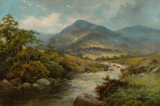 Alfred de Breanski Jnr; Highland Scene with Stream