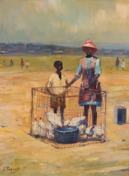 Christopher Tugwell; Children with Caged Chickens