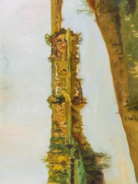 Mathew Brittan; Turning an Isaac Levitan Landscape on its Side/Standing Blue Figure Taking in Landscape