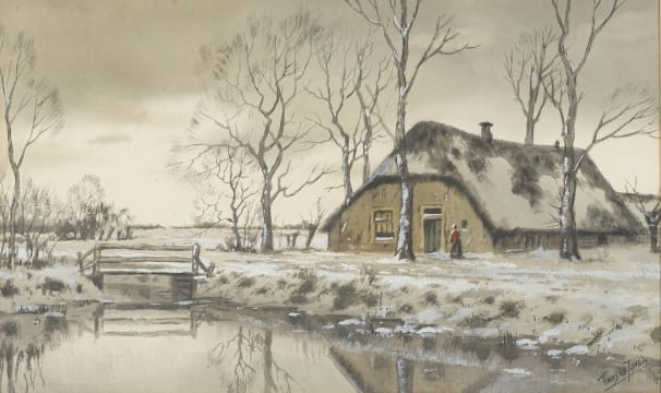 Tinus de Jongh; Dutch House on a Canal