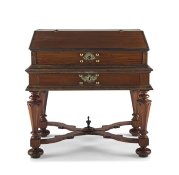 A Batavian coromandel, satinwood and ebony bible desk-on-stand, 19th century