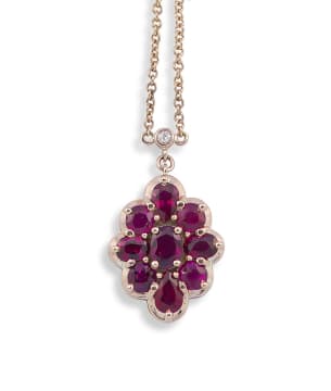 Ruby and 9ct rose and yellow gold pendant
