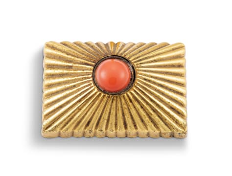 Gilt-metal and faux 'coral' table bell push