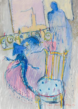 Louis Jansen van Vuuren; Interior with Chair and Blue Reptile