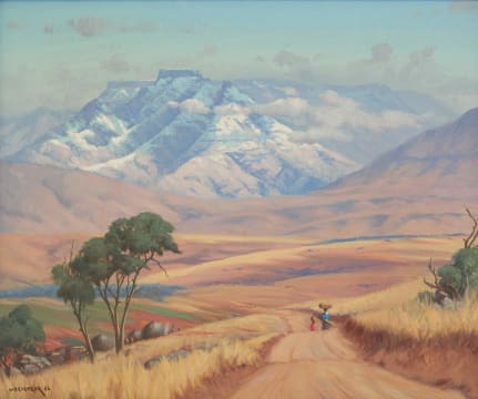 Willem Hermanus Coetzer; Natal Landscape with Snow on the Drakensberg
