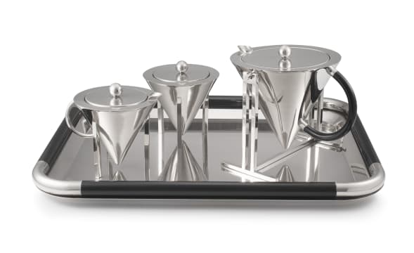 A silver-plate four-piece tea service, 20th century
