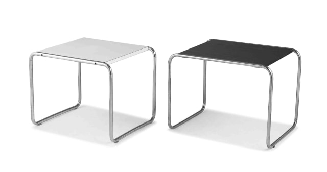 A chrome and white lacquered B9 table designed in 1925 by Marcel Breuer, Gavina, 1960s