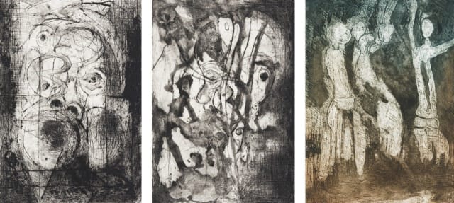 Stompie Selibe; Abstract Figures and Faces, three