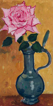 François Krige; Pink Rose in a Vase