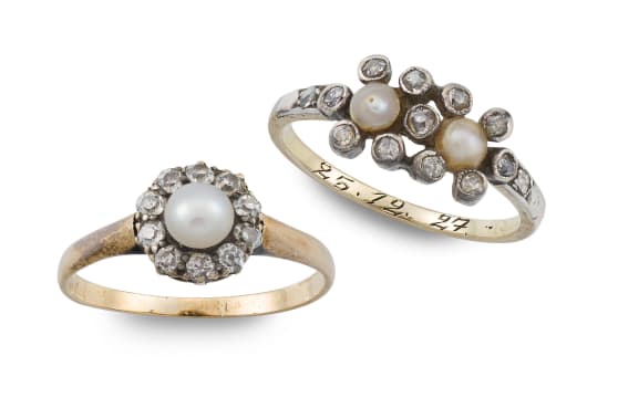 Pearl and diamond ring