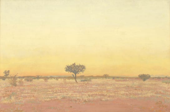 Adolph Jentsch; Sunset Landscape with Trees