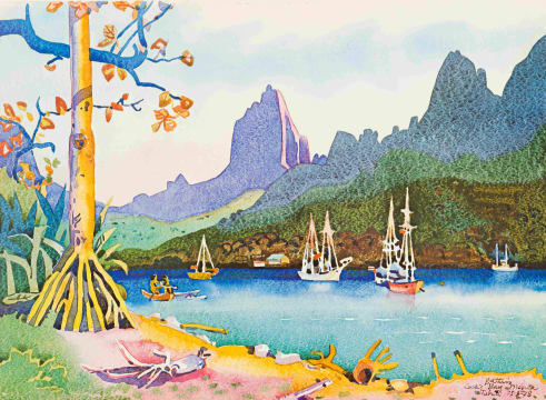 Walter Battiss; Cook's Bay, Moorea, Tahiti