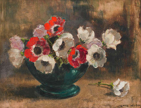 Otto Klar; Anemones in Green Vase