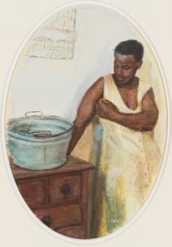 Clare Menck; Eunice beside Frederik's Washtub