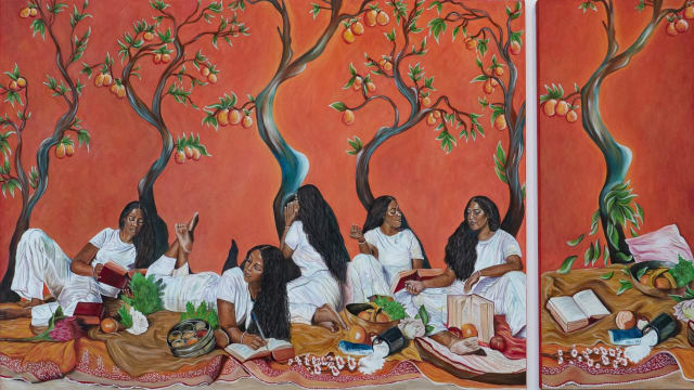 Tayhe Munsamy; Stories Around the Whispering Tree, diptych