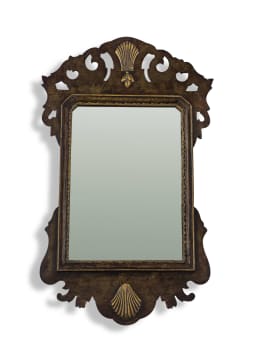 A George II walnut and painted gilt mirror, London, 18th century