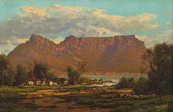 Tinus de Jongh; A View of Table Mountain from Across the Bay