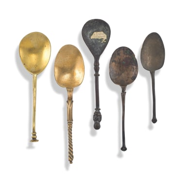 A brass seal top spoon, 17th century