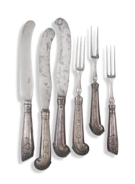A Victorian silver and steel knife and fork, Chawner & Co, London, 1863