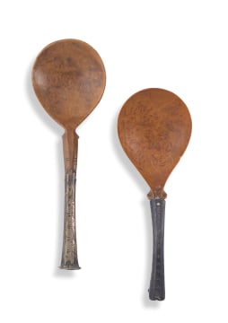 A birds-eye-maple and silver-mounted spoon, 17th century, possibly German