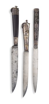 A Continental ebonised and silvered knife, early 19th century