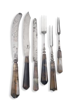 An agate knife and fork, late 18th/19th century, possibly English