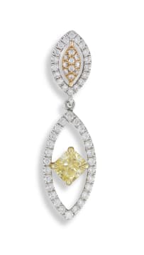 Diamond and white and yellow gold pendant