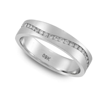 Diamond and 9ct brushed white gold ring