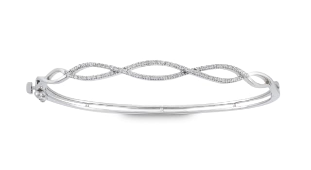 Diamond and 14ct white gold bangle
