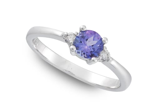 Tanzanite and diamond 18ct white gold ring