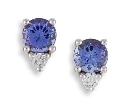 Pair of tanzanite and diamond 18ct white gold earrings