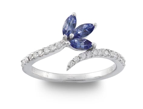 Tanzanite and diamond 14ct white gold ring