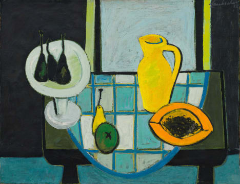 Erik Laubscher; Still Life with Papaya, recto; Still Life with Lemons, verso