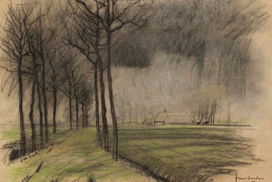 Frans Oerder; Winter Scene with Trees