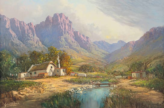 Gabriel de Jongh; Cottage by the River