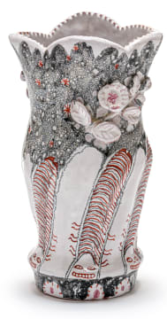 Hylton Nel; Vase with Flowers, Leaves and Centipedes