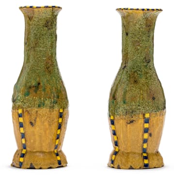Hylton Nel; A Pair of Green and Yellow Vases, two
