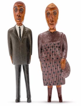 Mashego Johannes Segogela; Couple III: Man in Black Suit and Pregnant Woman in Purple Spotted Dress