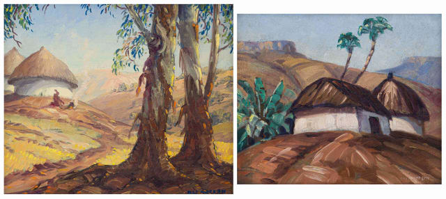 Nils Andersen; Huts in a Landscape, two