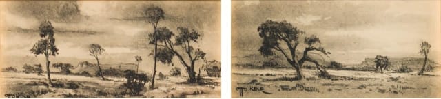 Otto Klar; Bushveld Scene, two