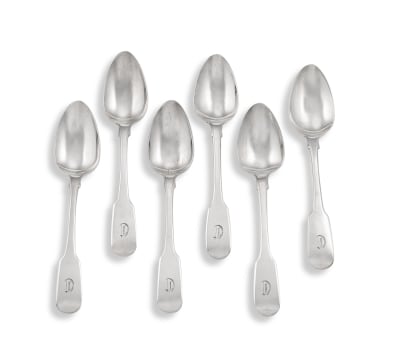 Four George IV silver 'Fiddle' pattern teaspoons, William Bateman, London, 1828