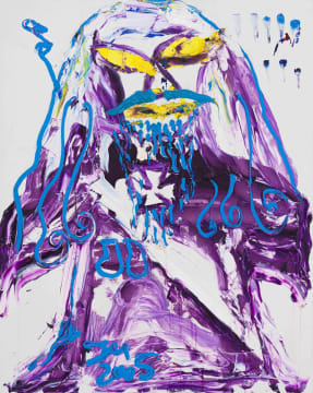 Jonathan Meese; Die Chefin 'Yellow-Belli' der Kaserei-Meese in Milchshaketum der Hohen Norden's Gelle