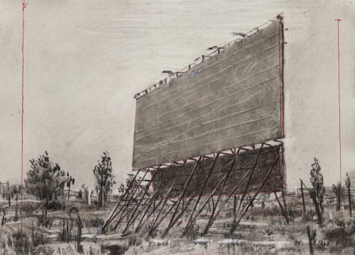 William Kentridge; Drawing from Other Faces (Drive-In Screen)
