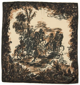 A Jeanne Lanvin silk scarf designed by Antonio Castillo, 1950s