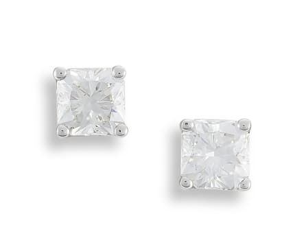 Pair of diamond and 9ct white gold earrings