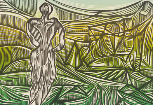 Cecil Skotnes; Abstract Composition with Figure, From Man's Gold Portfolio