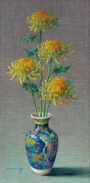 Vladimir Tretchikoff; Chrysanthemums in a Chinese Vase